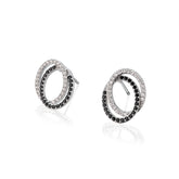 עגילים כסף צמודים אובל שחור ואובל בלן